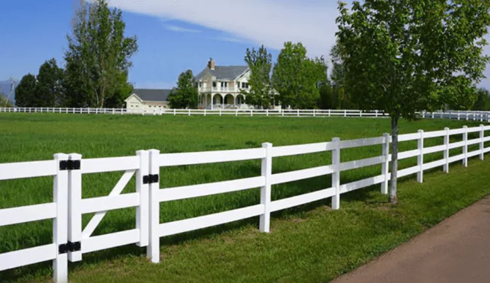 3 rail vinyl farm fence near Park Hill, Arkansas 
